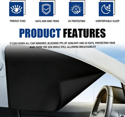 Car Window Shades 4 Pack,99% Blackout Car Privacy Curtains for Side Windows,Magnetic Sun Shade Covers Keep Vehicle Cooler for Breastfeeding,Napping,Camping - Easy Install for Most SUV,Sedan,Truck