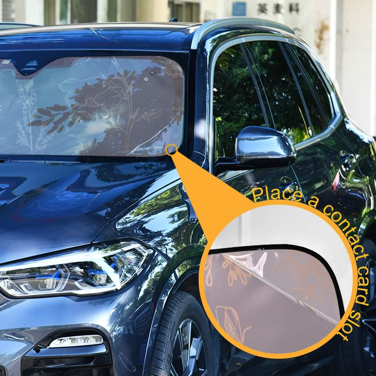 Elegant Pink Rose Gold Floral Car Windshield Sun Shade Block UV Rays Sun Visor Protector Accordion Folding Sunshade Keep Vehicle Cool&Damage Free,Easy to Use,Fits Windshields of Various Sizes