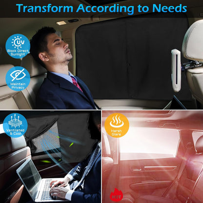 Car Window Shades, 2 Packs Magnetic car Sun Shade for Baby, Double Layers Magnetic Design for Full Covers/Half Shade Options, Window Curtains for Heat/UV Protection Sun Block Covers