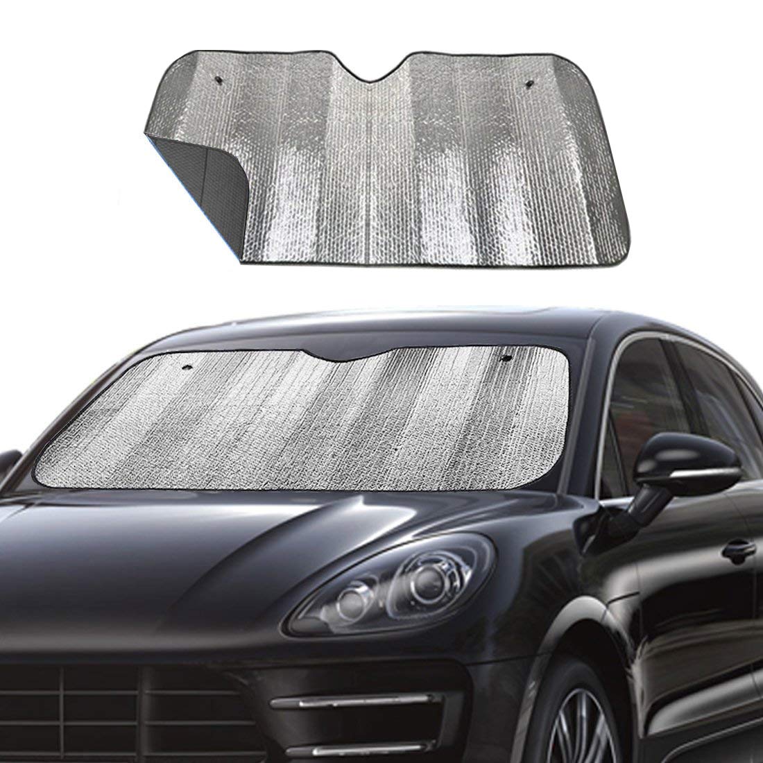 Big Ant Car Windshield Sunshade UV Ray Reflector Auto Window Sun Shade Visor Shield Cover, Keeps Vehicle Cool- Sliver (55" x 27.5")