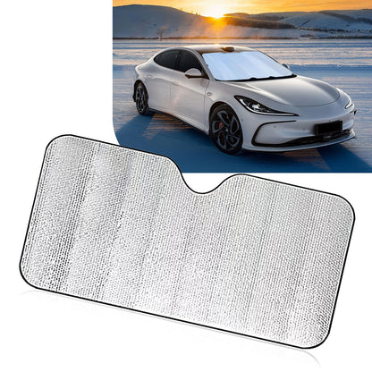 Accordion Foldable Windshield Sun Shade, Reflective Sunlight Highly Effective Cooling Heat Insulation Sunshade, Convenient to Stow Summer Accessories, Suitable for Most Cars (Silver #M)