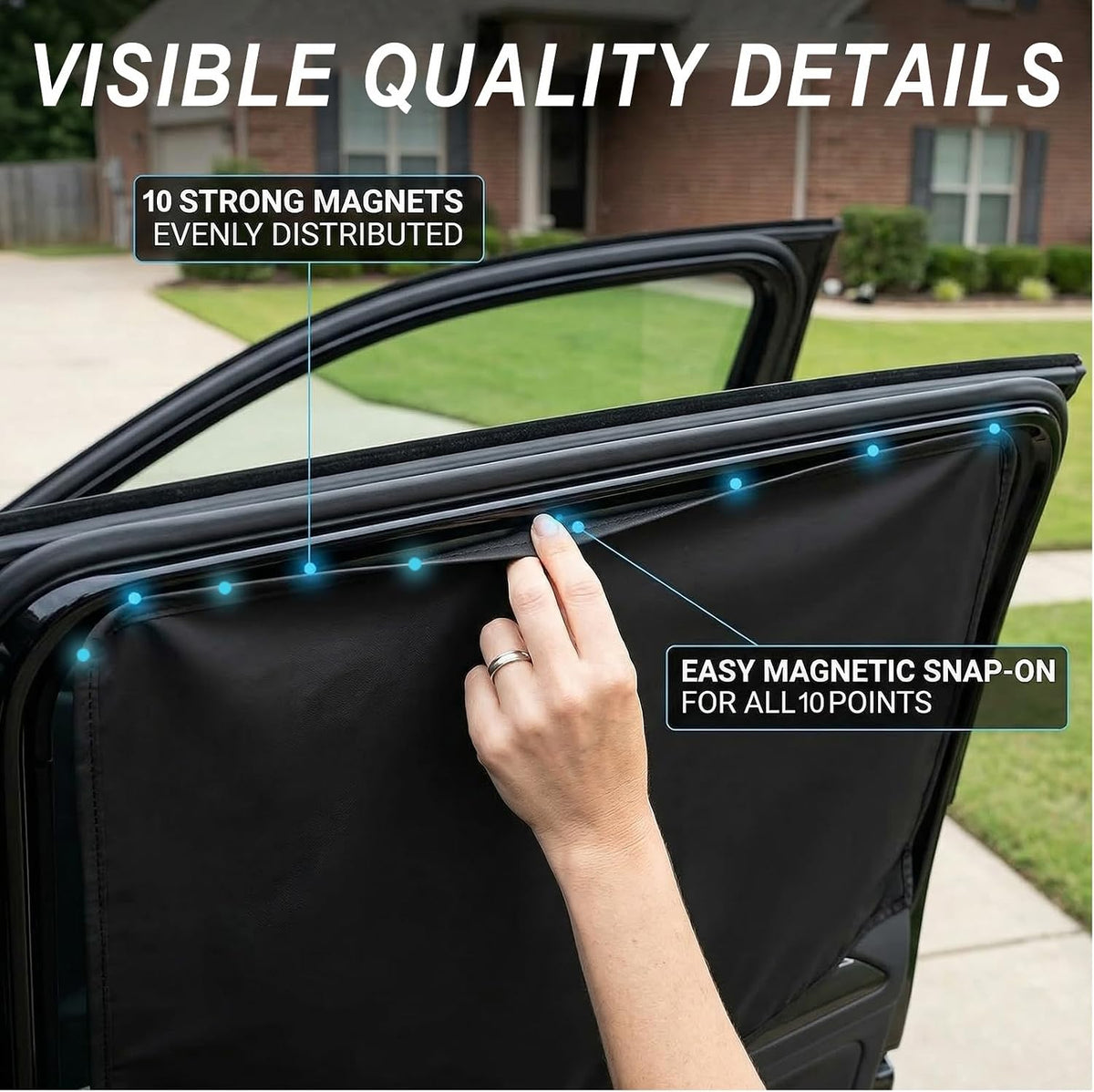 Car Window Shades, 2 PCS Magnetic Double Layer Car Sun Shade for Baby, Auto Back Side Window Screen Curtains with 10 Strong Magnets, Privacy Blackout/Half Cover for SUV, Sedan, Truck