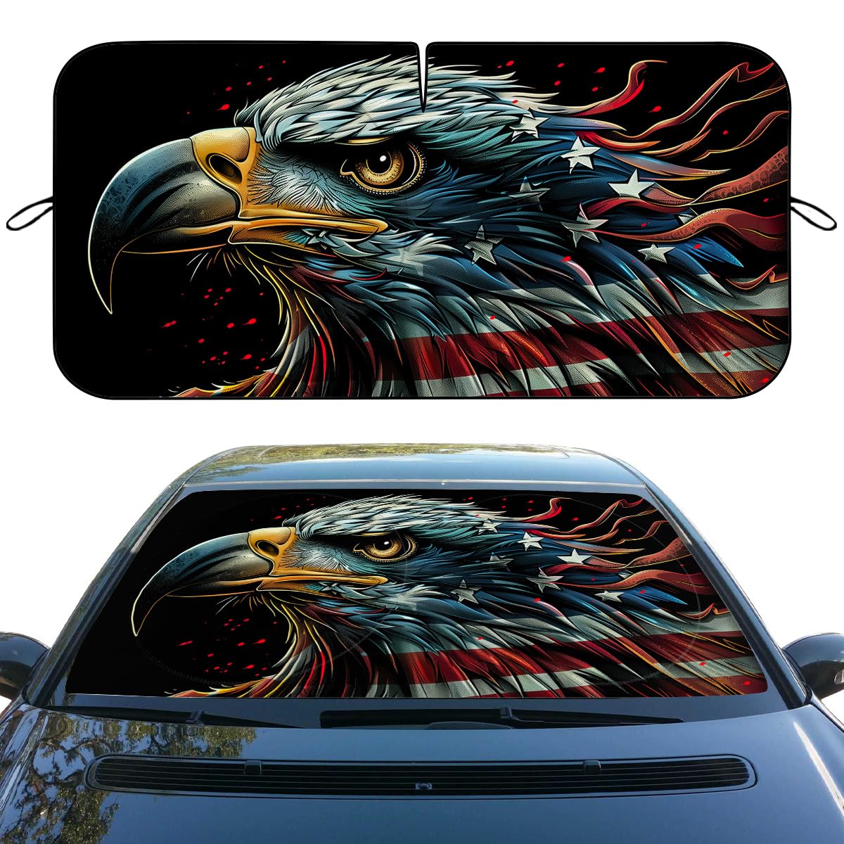 Japanese Cherry Blossoms Car Windshield Sunshade - Folding Red Sun Heatshield Front Window Sun Shade Visor Protector for Sedan, Truck, SUV - 59" L x 31.5" W