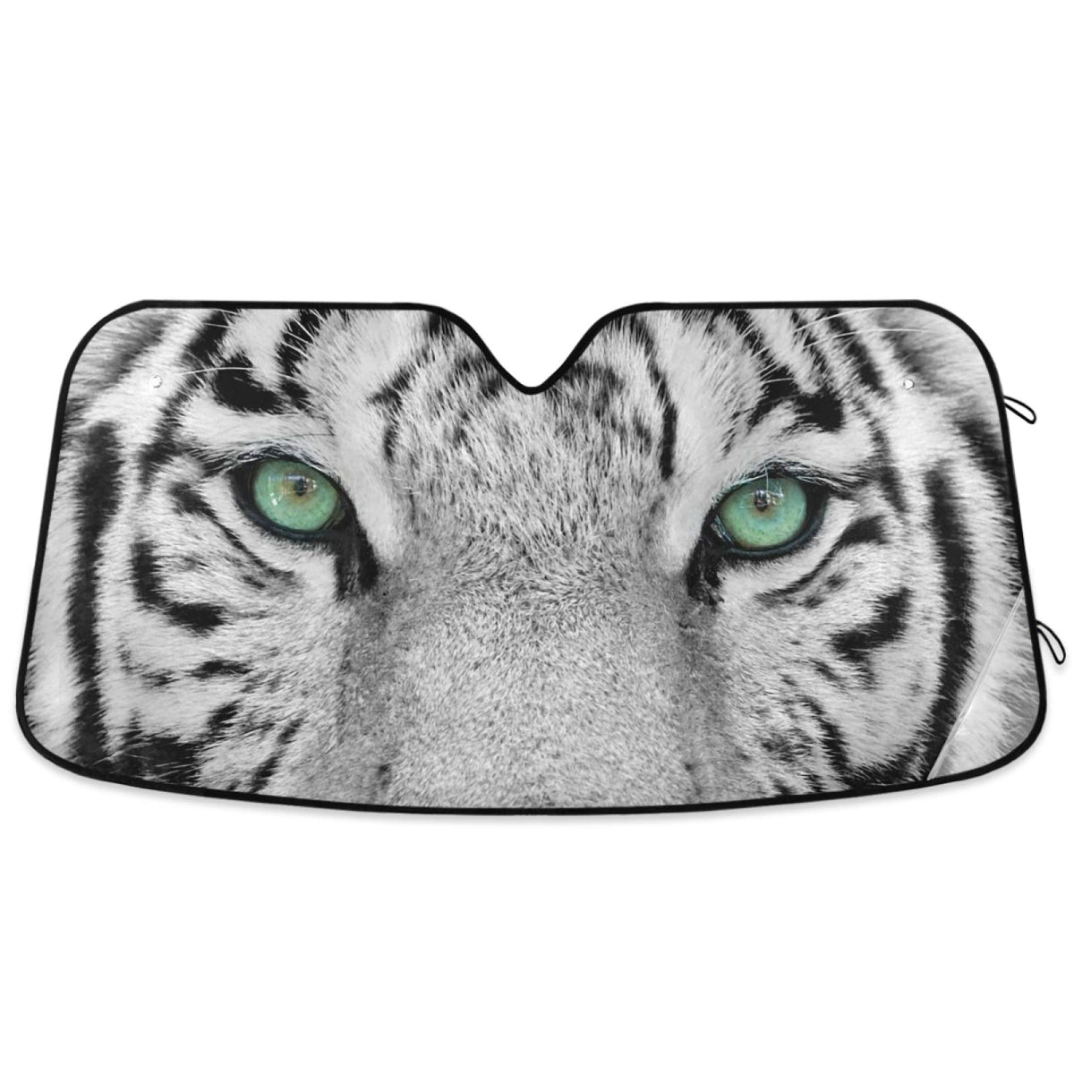 Black Leopard Car Windshield Sun Shade African Animal Skin Print Foldable UV Ray Sun Visor Protector Sunshade to Keep Your Vehicle Cool (51" x 27")