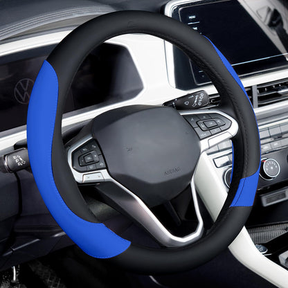 Coverado Car Steering Wheel Cover, Nappa Leather Black & Brown Steering Wheel Covers, Universal 14-15 inch, Anti-Slip, Breathable Steering Wheel Protector for Women Men