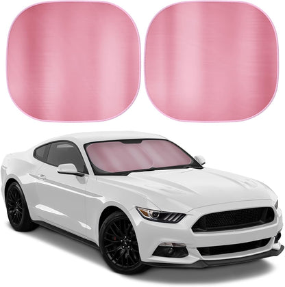 Carbella 2PC Metallic Pink Car Windshield Sun Shade - Car Accessories Sunshade for Windshield - Blocks UV Rays Sun Visor for Window Protector - Easy Setup Keeps Your Vehicle Cool - 31.75 x 28.76