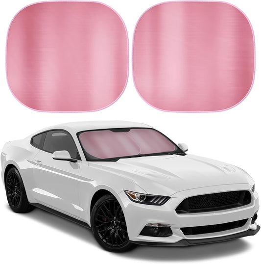 Carbella 2PC Metallic Pink Car Windshield Sun Shade - Car Accessories Sunshade for Windshield - Blocks UV Rays Sun Visor for Window Protector - Easy Setup Keeps Your Vehicle Cool - 31.75 x 28.76