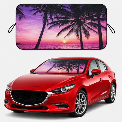 Car Windshield Sun Shade, Universal Fit Midsized Sedan SUV, Cute Pink