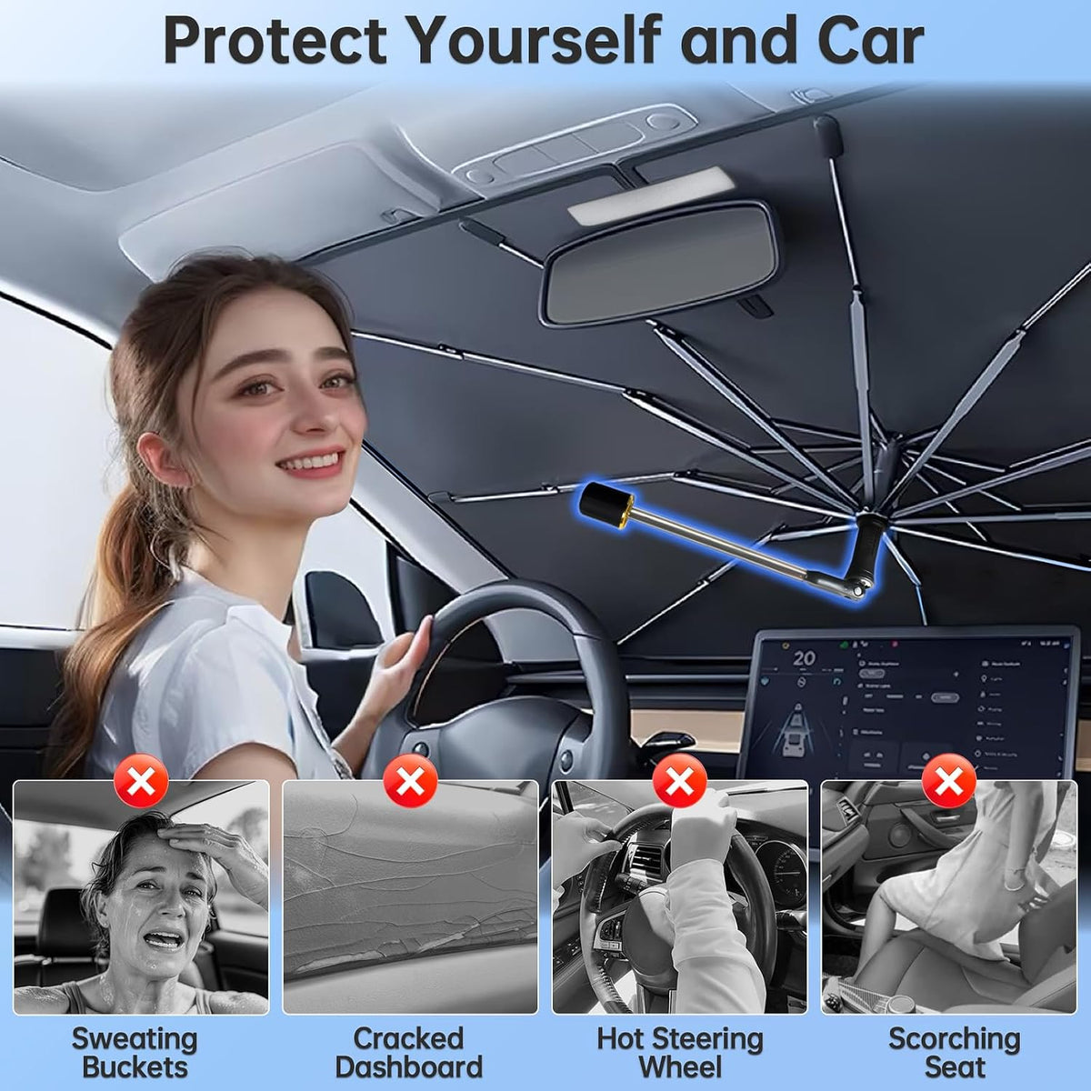 Windshield Sun Shade Umbrella for Dodge Durango 2011-2026 Front Window