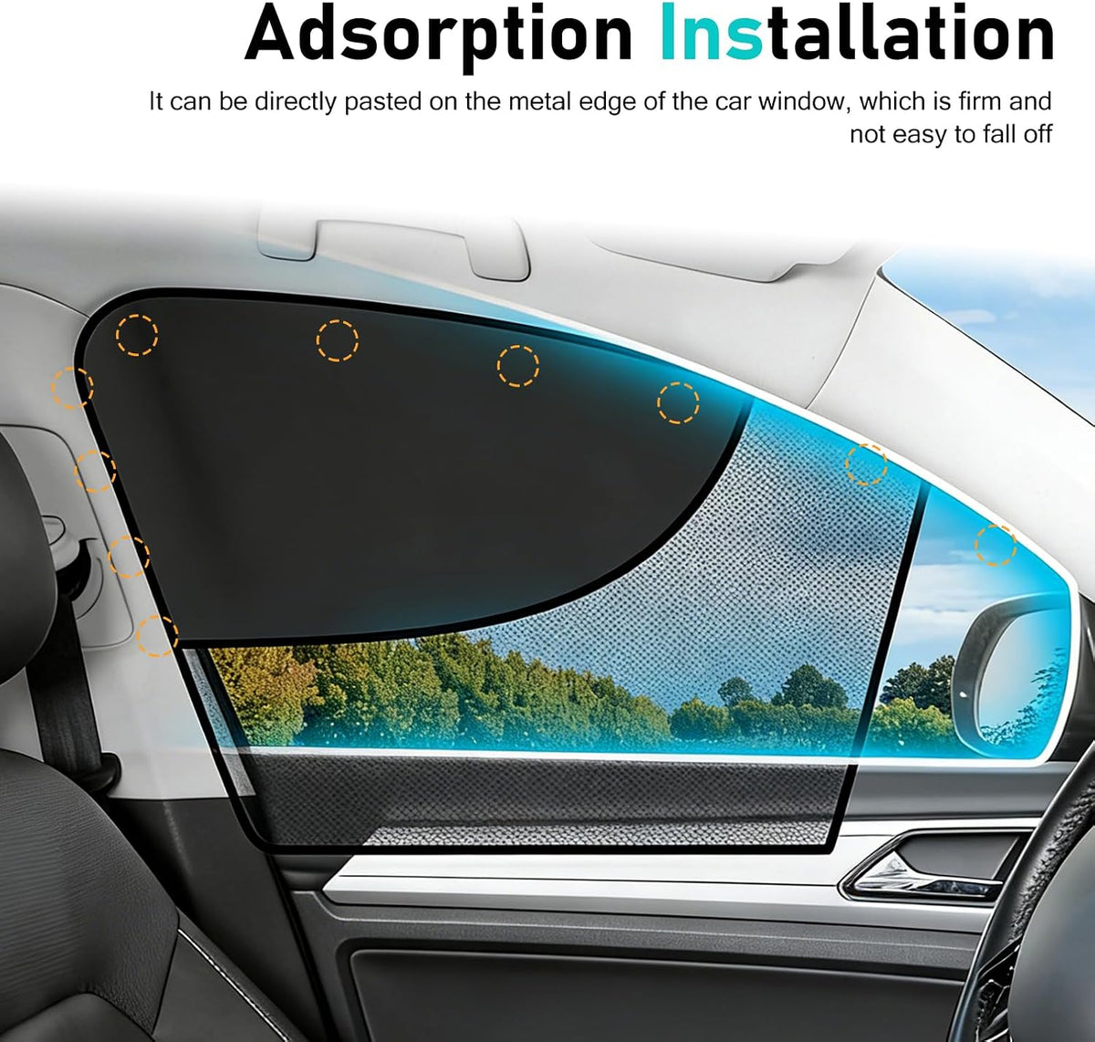 2 PCS Magnetic Car Side Window Shades, Mesh Sun Blocker Cover