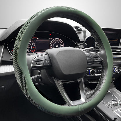 LKWLIKEI Car Steering Wheel Cover, Universal 15 inch, The Latest Microfiber Leather Breathable Technology Fabric, Non-Slip, Comfortable, Warm in Winter and Cool in Summer, Blue