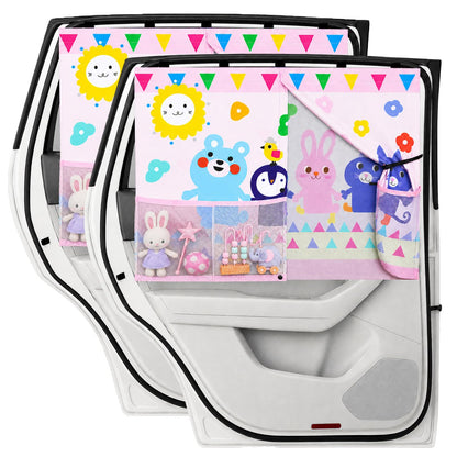Car Window Shades, 2 Pack Magnetic Double Layer Window Shade for Baby in Car, Adjustable Privacy Blackout/See-Through Back Window Curtains for Baby Kids UV Protection