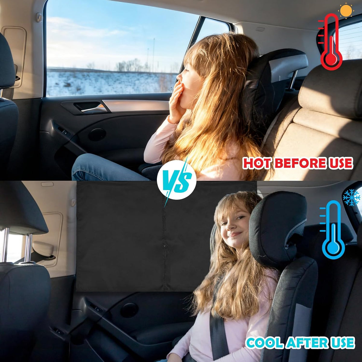 Car Window Shades, 2 Pack Magnetic Double Layer Car Shades for Back Windows Baby, Adjustable Privacy Full Covers/Half Shade Options Rear Window Curtains for Baby Kids UV Protection