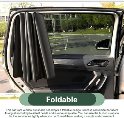 4PCS Car Side Window Sun Shades, Magnetic Foldable Car Front and Rear Side Window Sunshade, Auto Curtain Blackout Covers UV Protection Heat Insulation, Universal Interior Accessories for Cars