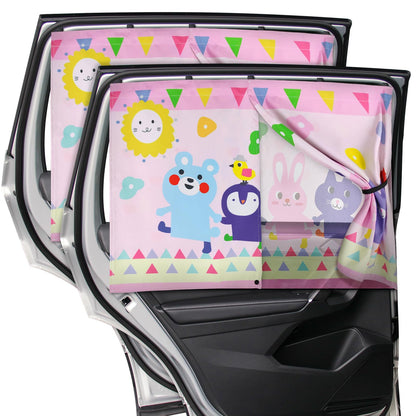 Car Window Shades, 2 PCS Magnetic Double Layer Car Sun Shade for Side Windows Privacy Full Covers/Half Shade Options Unicorn Patterns Car Window Curtains for Baby Protection