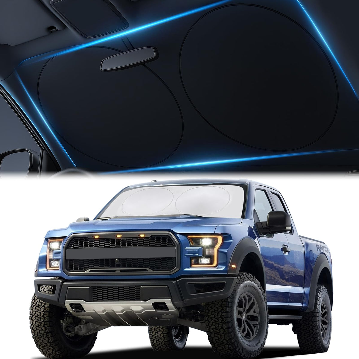 Magnelex Car Windshield Sunshade – Double-Layer Design for 2X Heat Blocking, Blocks UV Rays, Foldable Sun Shade for Cars, Trucks & SUVs, Keeps Interior Cooler, Large (63 x 33.8 in)