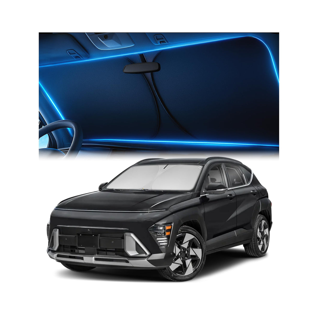 Magnelex Windshield Sun Shade for Kia K5 2021-2026 / Hyundai Sonata 2020-2026, Foldable Car Window Sunshade, Heat & UV Visor Cover, Reflective Front Shades Accessories
