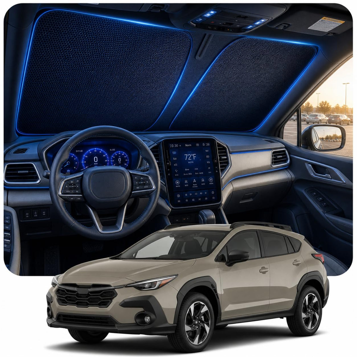 [2026 Upgraded] DooGooCcoo Windshield Sun Shade for Honda Civic 2022-2025 2026 [Cooling Ice-Crystal, 100% Sun Block ] Sunshade for Car Windshield for Honda Civic Sun Shade, Custom Fit Civic.