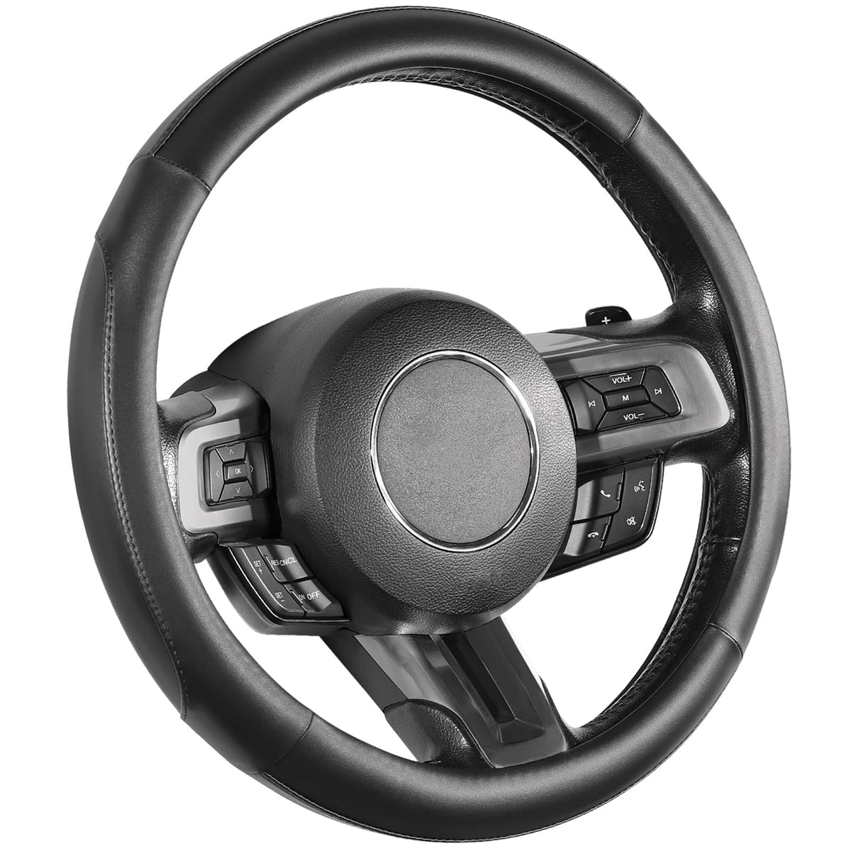 SEG Direct Steering Wheel Cover 15.5-16 inch Heavy-Duty, Black