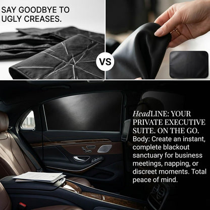 Side Window Shade Car Curtains - Leather Sun Shades Magnetic 100% Block Light Car Window Covers with Cooler Feeling (Black Leather, 4pcs)