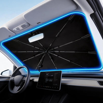 Windshield Sun Shade Umbrella, Foldable Sun Blocker for Cars (56" Lx31 W)