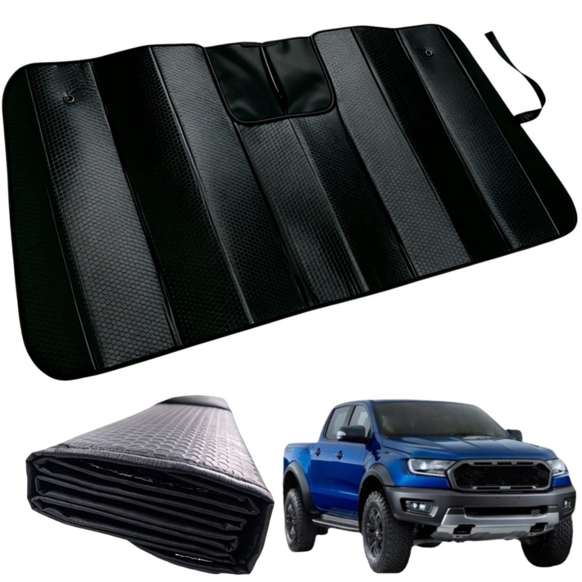 GWUSKDT Car Windshield Sunshade, Sun Protector,Foldable Front Window Shade-Thicken 5-Layer Bubble for Auto Windshield UV Protection and Heat Reflector 58"x 27.5" (Black)