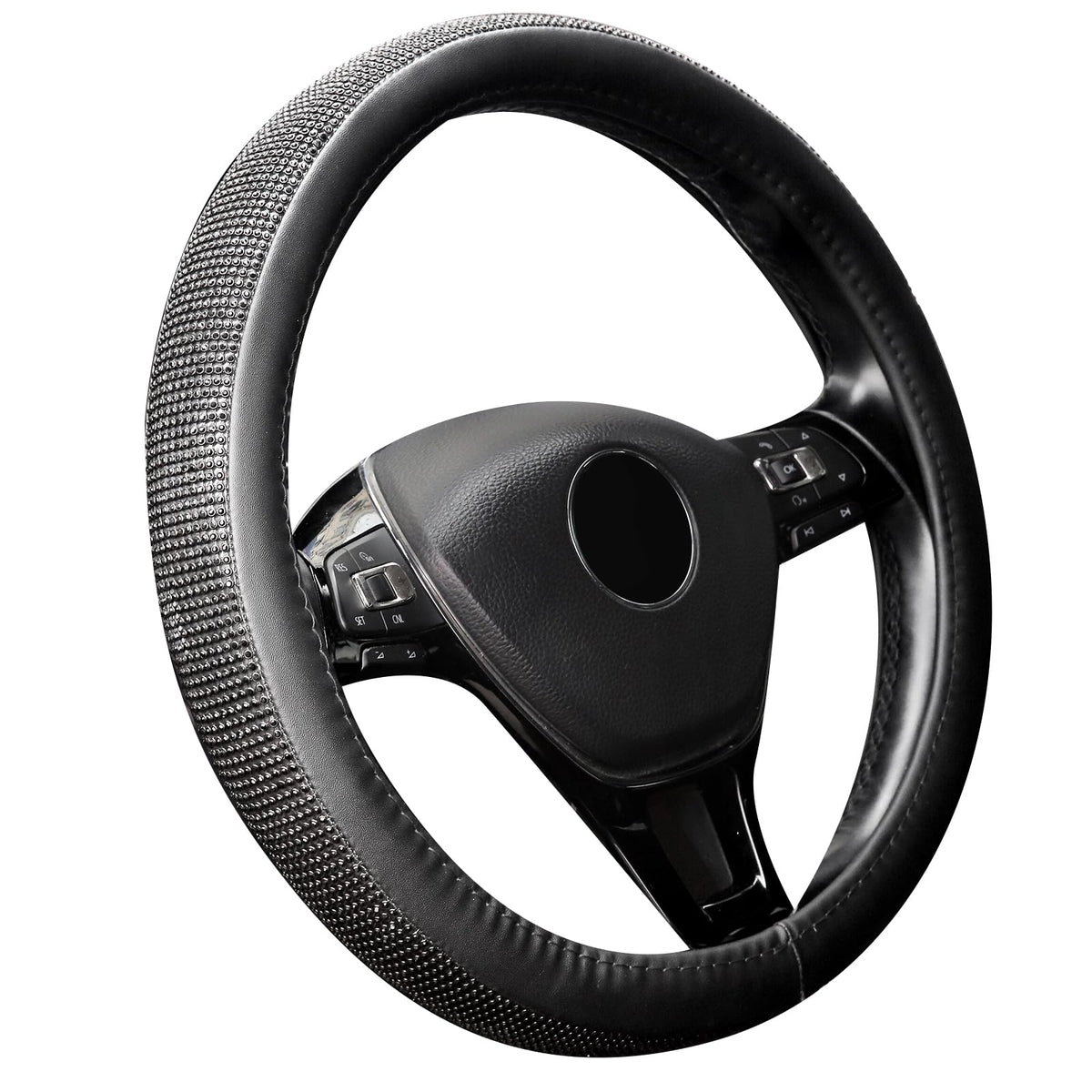 New Diamond Leather Steering Wheel Cover with Bling Crystal Rhinestones