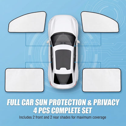 4 PCS Car Side Window Sun Shades, Heat Insulation & Sun Blocking Magnetic Shade for Baby, Full Blackout Privacy Protection Curtain for Front & Rear Windows, Universal for Most Cars (Silver)