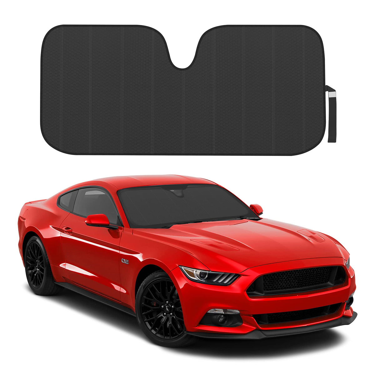 Motor Trend Windshield Sunshade for Car, Truck & SUV, Black - Folding Sun Shade for Front Window, Auto Sun Visor Heat Protection, UV Rays Blocker (58 x 24 Inch)