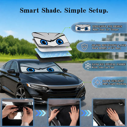 Car Windshield Sun Shade, Universal Fit Midsized Sedan SUV, Cool Gray