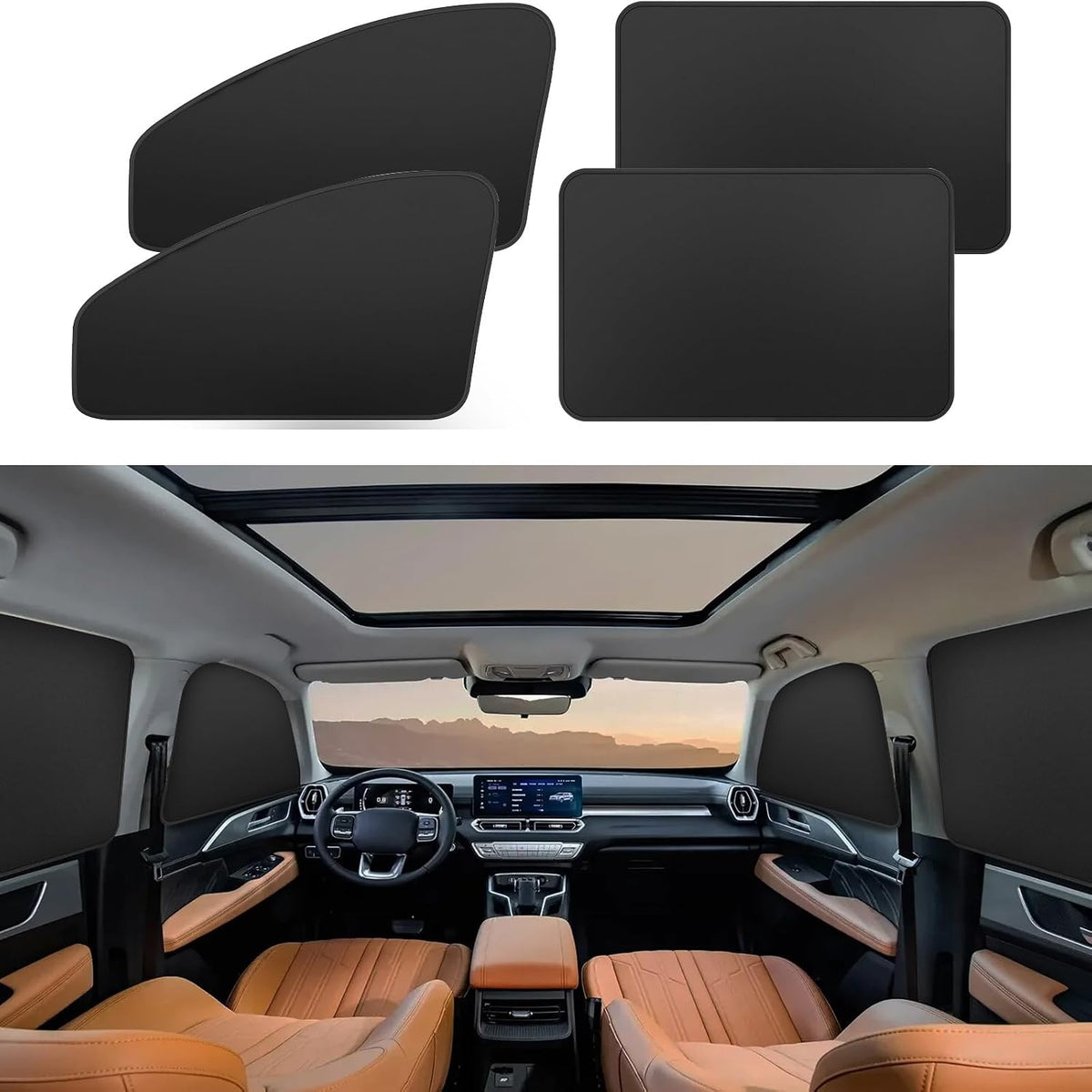Side Window Shade Car Curtains - Privacy Sun Shades Magnetic 100% Block Light Car Window Covers with Cooler Feeling (Black, D-4pcs)