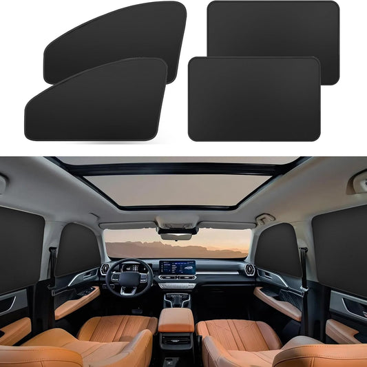 Side Window Shade Car Curtains - Privacy Sun Shades Magnetic 100% Block Light Car Window Covers with Cooler Feeling (Black, D-4pcs)