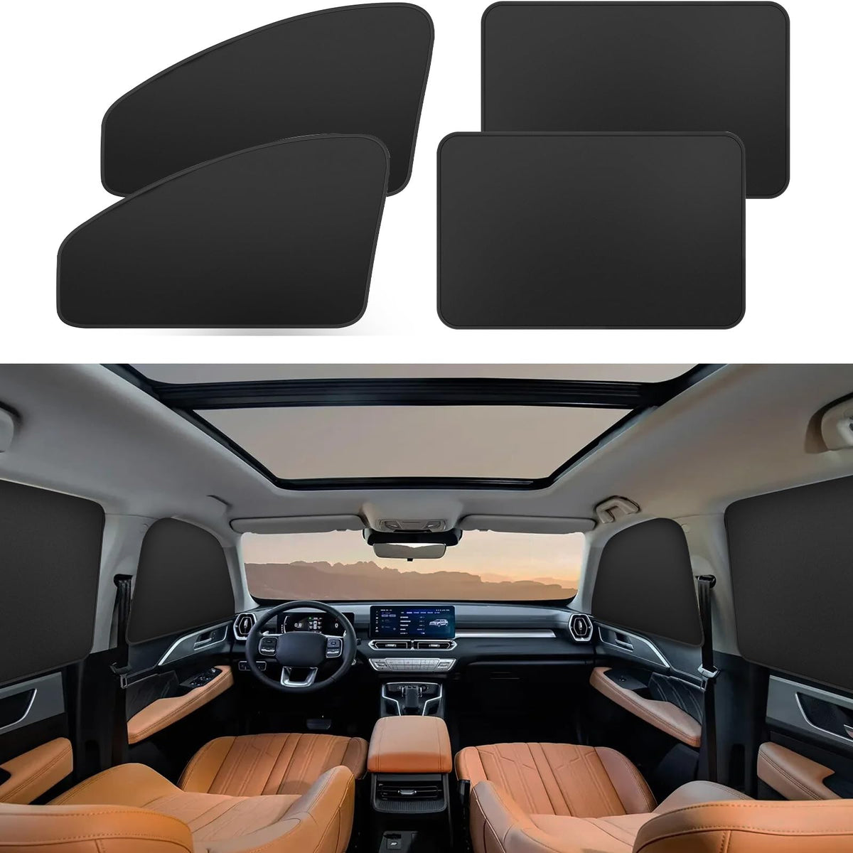 Side Window Shade Car Curtains - Privacy Sun Shades Magnetic 100% Block Light Car Window Covers with Cooler Feeling (Black, D-4pcs)