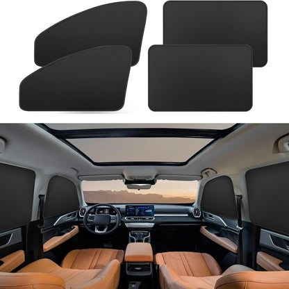 Magnetic Car Window Shades - 100% Block Light Car Curtains - 4Pcs