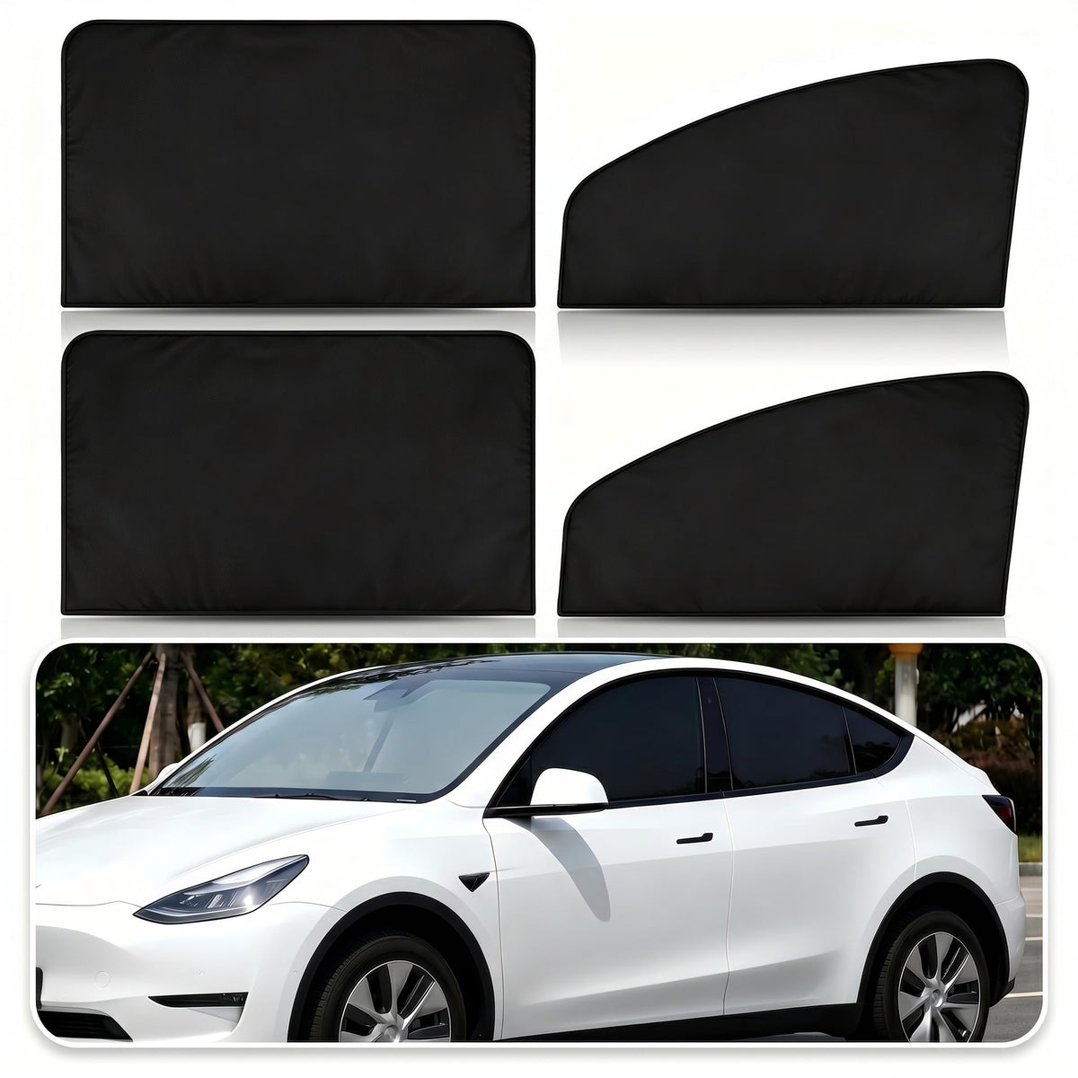 4 PCS Car Side Window Sun Shades, Heat Insulation & Sun Blocking Magnetic Shade for Baby, Full Blackout Privacy Protection Curtain for Front & Rear Windows, Universal for Most Cars (Silver)