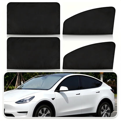 4 PCS Car Side Window Sun Shades, Heat Insulation & Sun Blocking Magnetic Shade for Baby, Full Blackout Privacy Protection Curtain for Front & Rear Windows, Universal for Most Cars (Silver)