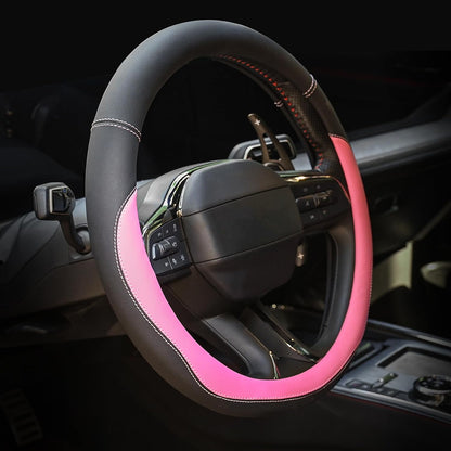Valleycomfy Microfiber Leather Steering Wheel Cover Universal 15 inch(Wine Red)