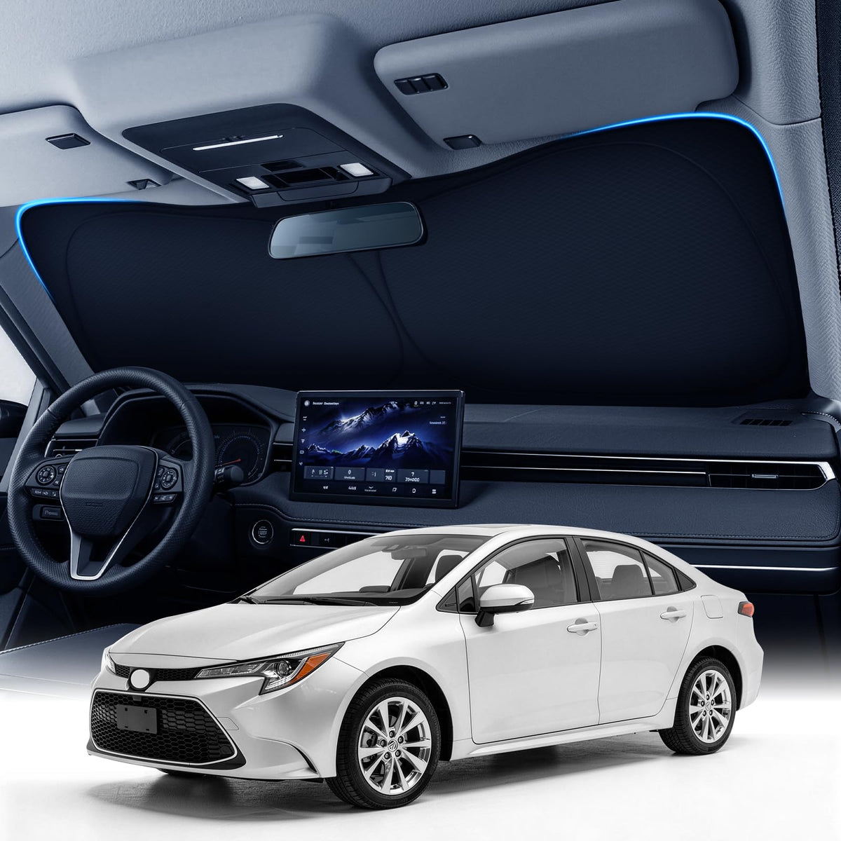 Zanch Custom Windshield Sun Shade for Nissan Altima 2019-2026, 7-Layer UV & Heat Block, 3D Laser Scanned, Interior Protection, Keep Car Cooler, Foldable Car Accessories