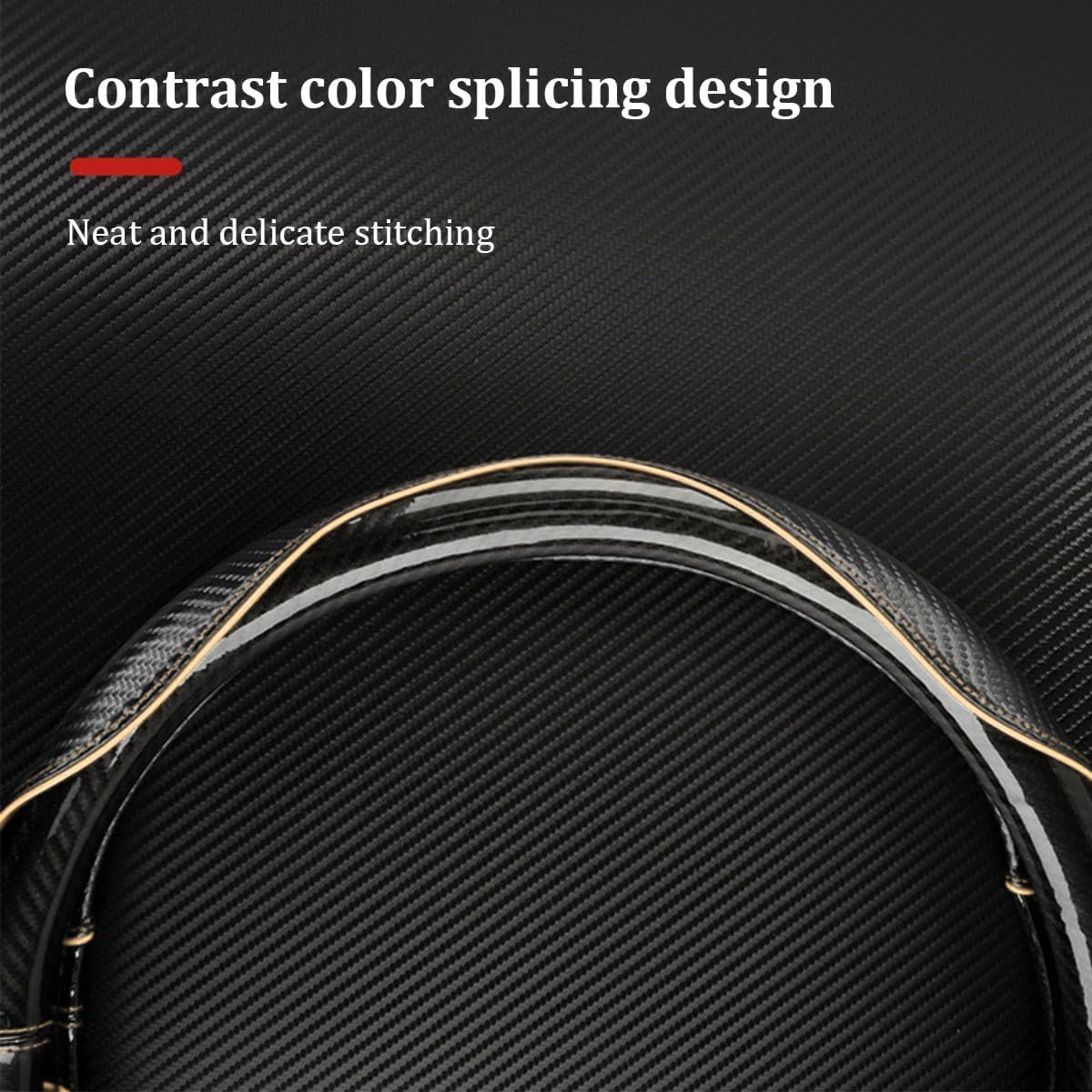 Car Steering Wheel Cover, 14.5-15 Inch Carbon Fiber, Beige