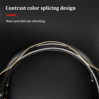 Car Steering Wheel Cover, 14.5-15 Inch Carbon Fiber, Beige