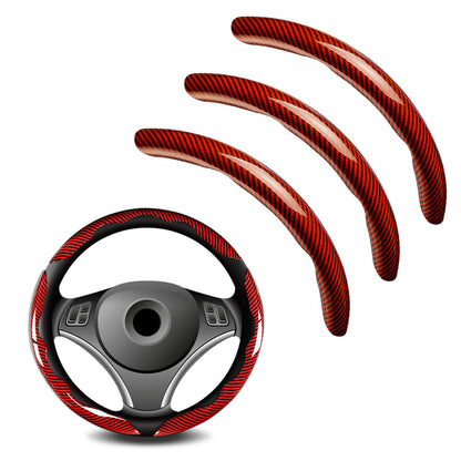 3pcs Universal Carbon Fiber Steering Wheel Cover - Anti-Slip & Segmented Design, Universal 99% Durable Steering Wheel Protector for Men and Women, Car Interior Accessory (Purple)