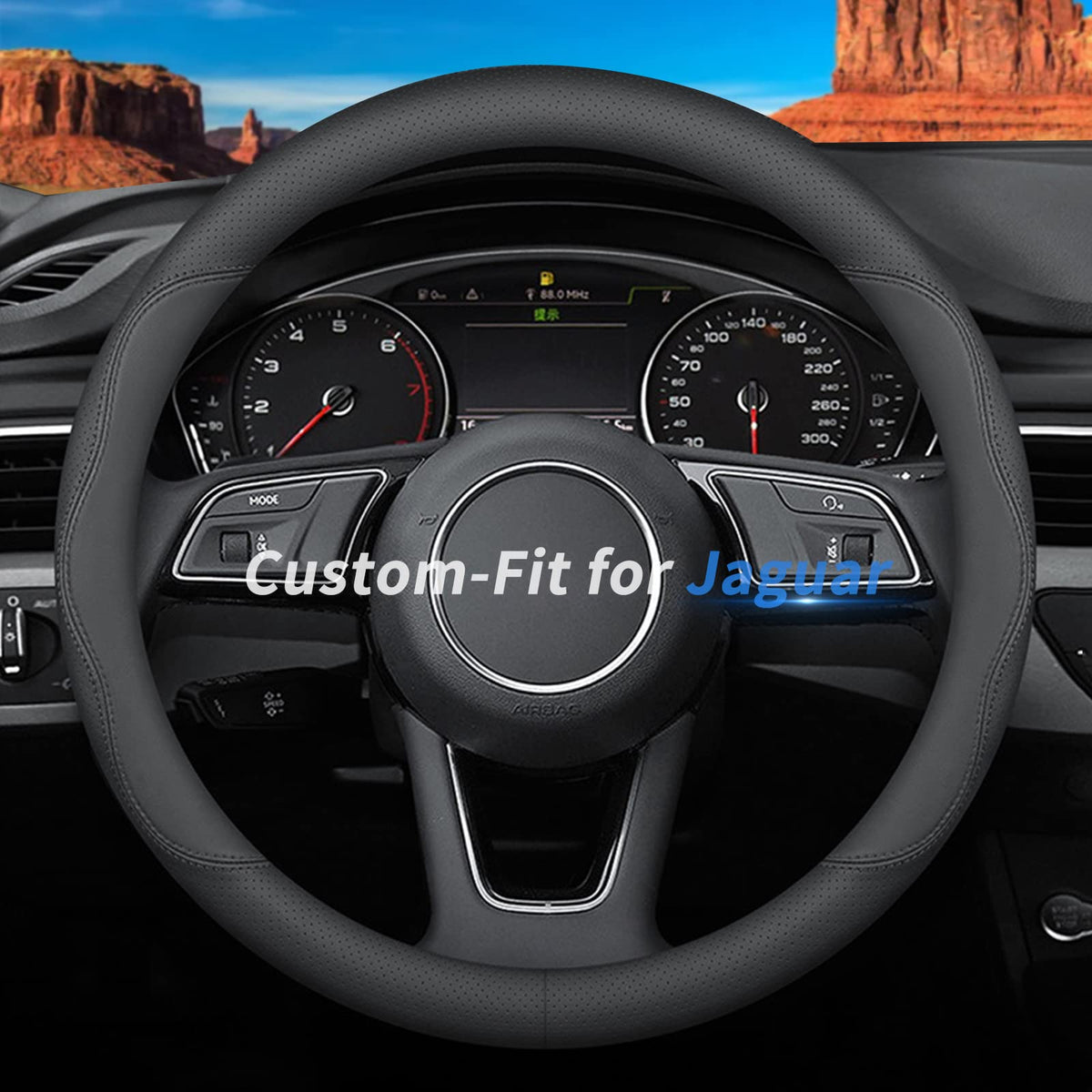 Custom-Fit for Mazda Steering Wheel Cover, Premium Leather Car Steering Wheel Cover with Logo, Non-Slip, Breathable (B-Style,for Mazda)