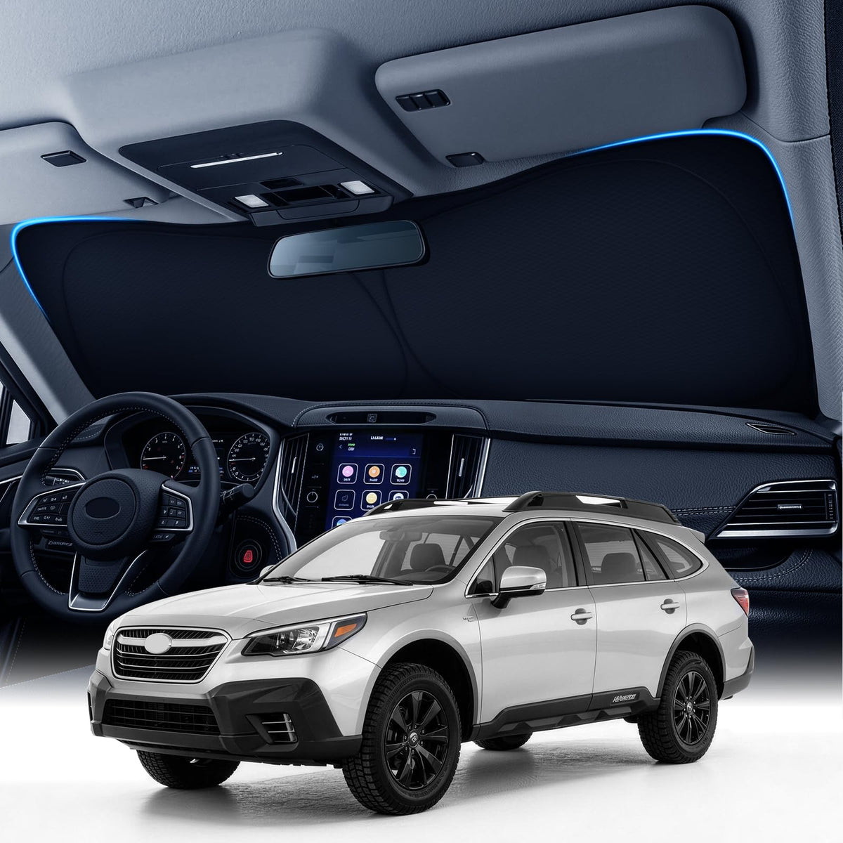Zanch Custom Windshield Sun Shade for Nissan Altima 2019-2026, 7-Layer UV & Heat Block, 3D Laser Scanned, Interior Protection, Keep Car Cooler, Foldable Car Accessories