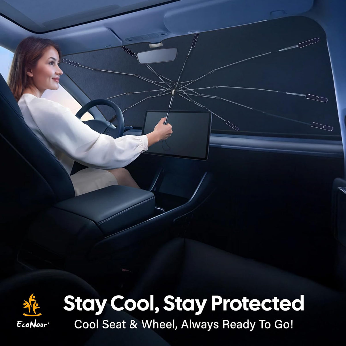 Econour Windshields Sun Shade for Car, Foldable Car Sunshade & Window Tint