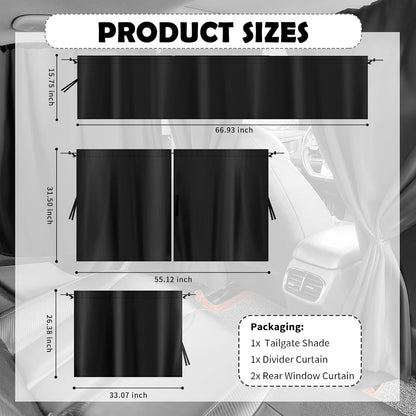4PCS Car Window Shades Kit with Tailgate Shade,Thickened Vinyl Coated Car Window Covers for Privacy and Maintaining Cool Auto Interior Temperature,Universal Cars Curtains for Windows