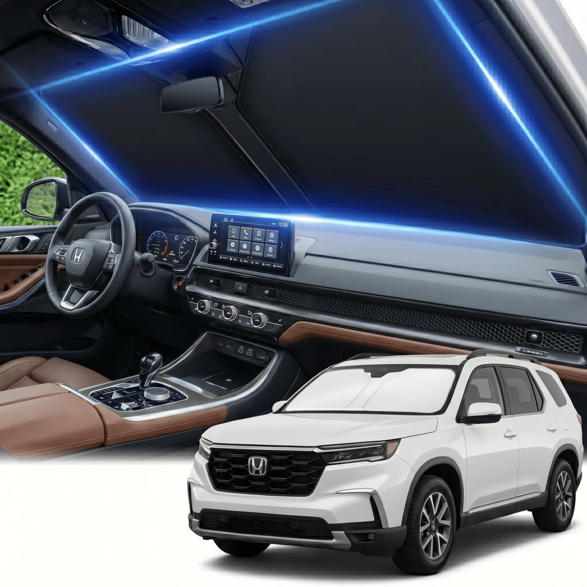 for Honda Accord 2018-2022 Windshield Sun Shade Front Window Shade Custom Fit Accord Accessories Sun Visor Foldable Shade Blocks UV Rays Summer Must Have Car Accessories