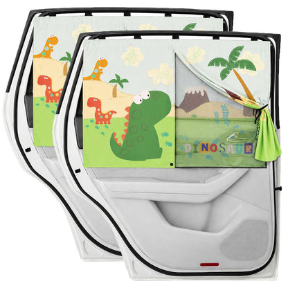 Car Window Shades, 2 Pack Magnetic Double Layer Window Shade for Baby in Car, Adjustable Privacy Blackout/See-Through Back Window Curtains for Baby Kids UV Protection