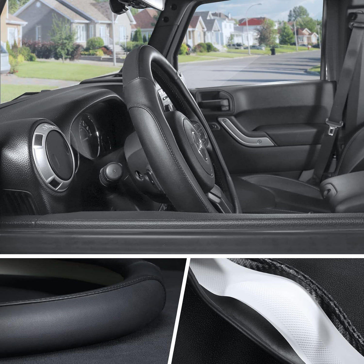 SEG Direct Steering Wheel Cover 15.5-16 inch Heavy-Duty, Black