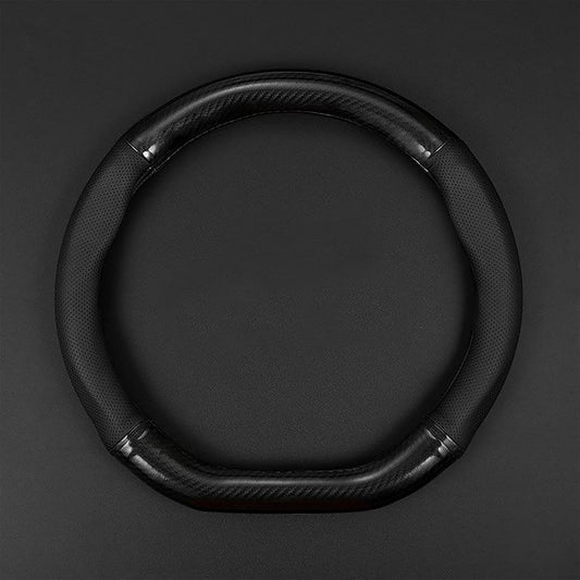 gunhunt 1 PC Car Breathable Steering Wheel Cover, Carbon Fiber Non-Slip Steering Wheel Protector, Wear -Resistant Steering Wheel Sleeve, Four Seasons Universal Steering Wheel Set (D -Shaped)