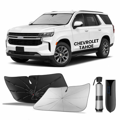 for Chevrolet Tahoe & Traverse 2010-2026 | Zanch Windshield Sun Shade Umbrella [99% UV Protection, Up to 75℉ Cooler] Snug Fit, Scratch-Free, Built to Last, Foldable Front Sunshade Umbrella
